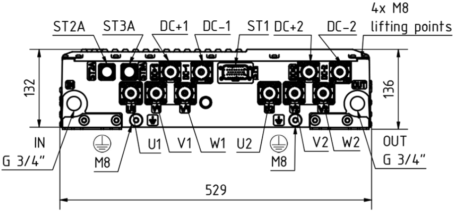 Aradex Brennstoffzellen-Wechselrichter VP600_18W368 Schnittstellen