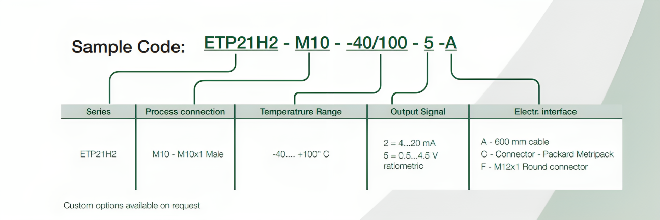 Wasserstoff-Temperatursensor - ETP21-H2_Bestellung